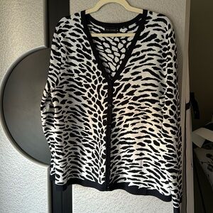 NWOT Dialogue zebra cardigan sweater women size XL